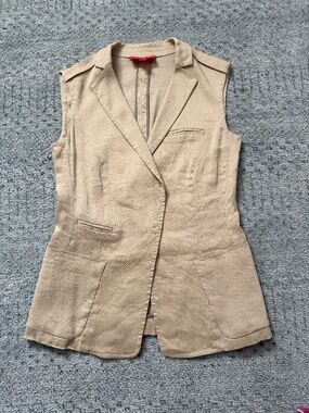 LAVIA Made in Italy Sleeveless Blazer Vest Linen Blend Size IT 38